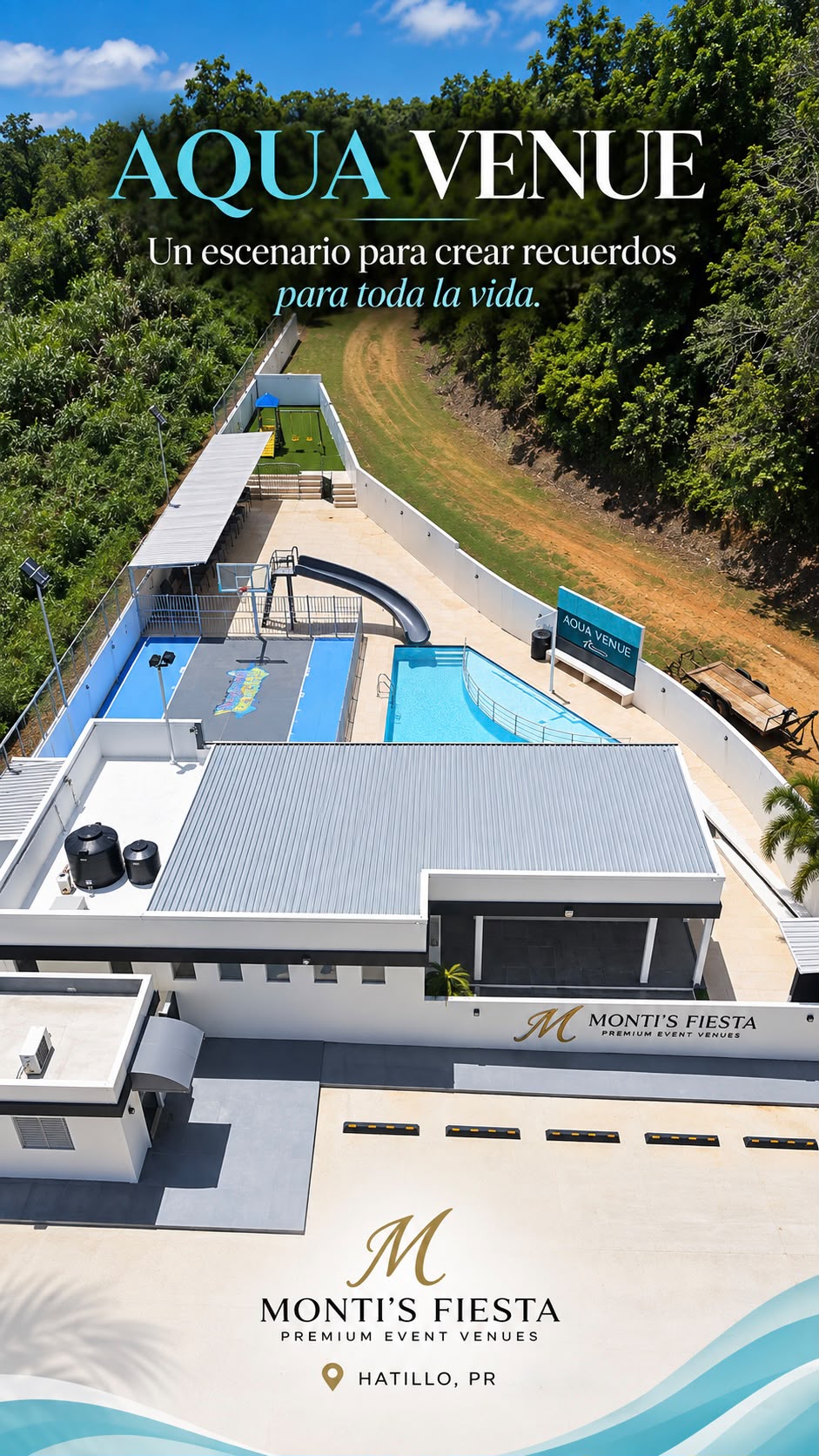 Vista aérea de Aqua Venue - Salón de eventos en Hatillo