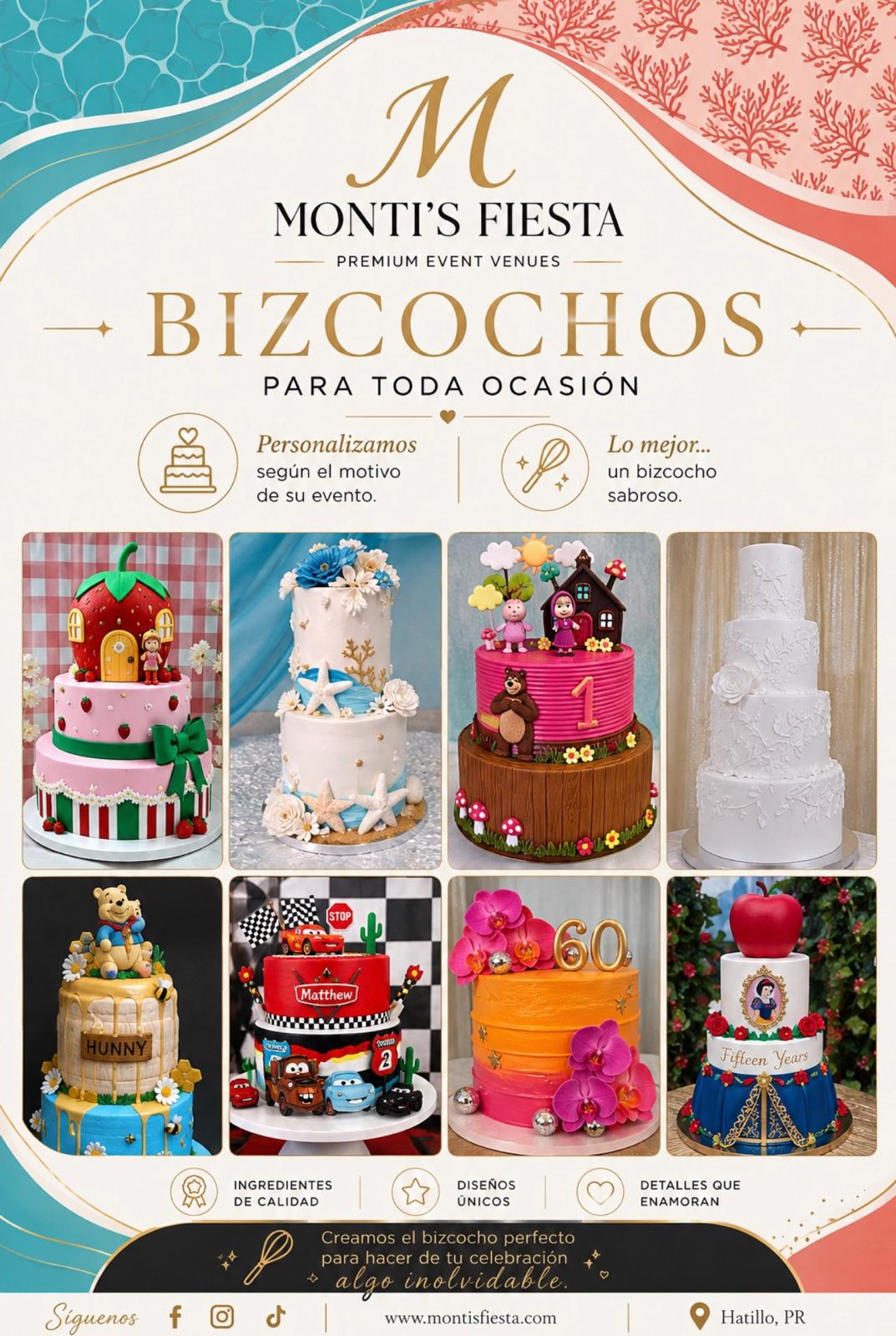 Flyer Bizcochos para toda ocasión - Monti's Fiesta en Hatillo