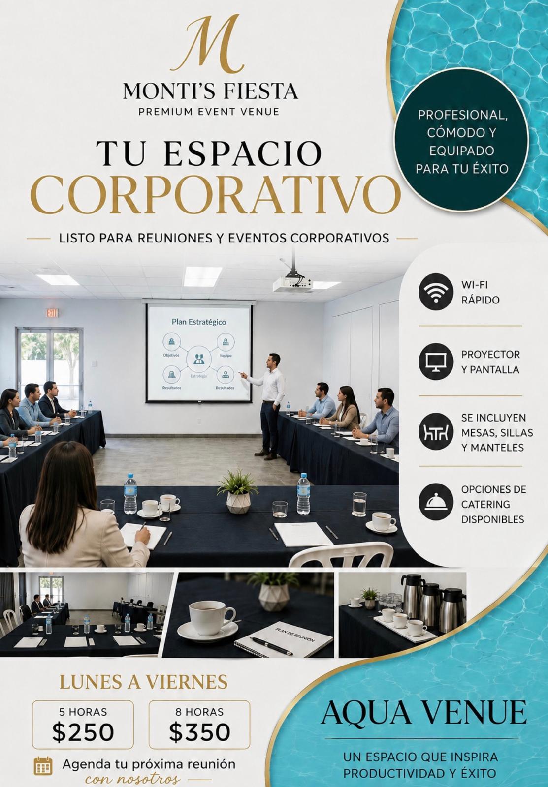 Flyer Tu Espacio Corporativo Aqua Venue - Salón de eventos en Hatillo