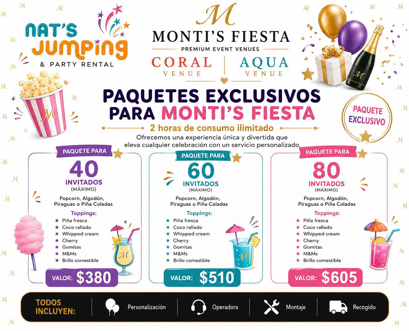 Paquetes Exclusivos Nat's Jumping para Monti's Fiesta en Hatillo